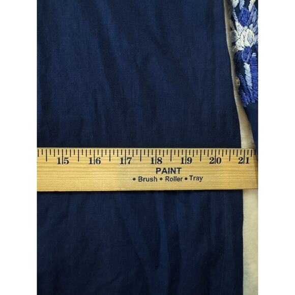 Roller Rabbit Mini Dress Size XS Navy Blue Embroidered Smocked Tassel Tunic - Picture 12 of 16